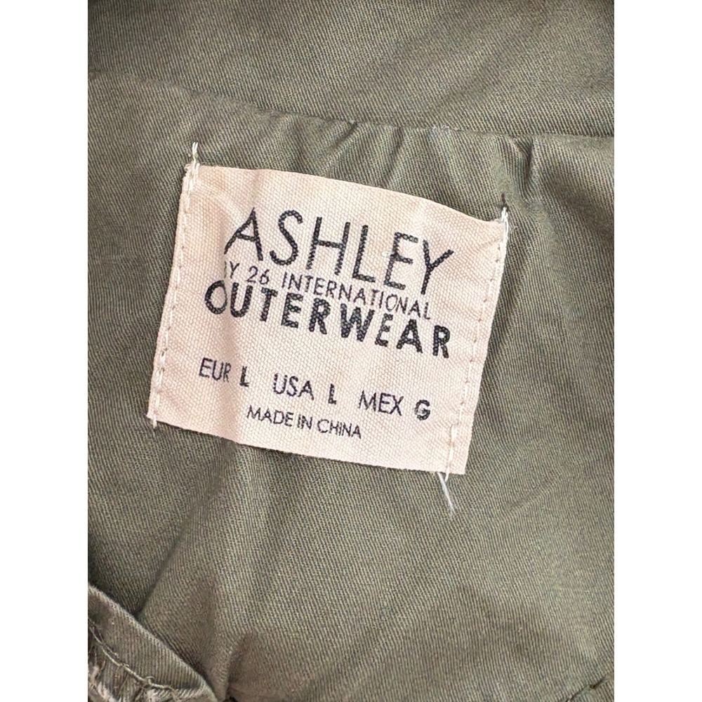 Ashley Outerwear Utility Field Jacket Olive Green Full Zip Roll Tab Large - Picture 8 of 9